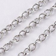 304 Stainless Steel Curb Chains, with Spool, Unwelded, Stainless Steel Color, 5x4x1mm, about 32.8 Feet(10m)/roll(CHS-F005-02P)