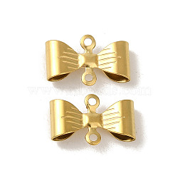 304 Stainless Steel Connector Charms, Bowknot, Golden, 11.5x7.5x3mm, Hole: 1mm(STAS-P363-01G)