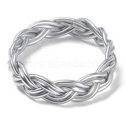 Plastic Cord Braided Stretch Bracelets, Silver, Inner Diameter: 2-1/2 inch(6.5cm)(BJEW-R313-01D)