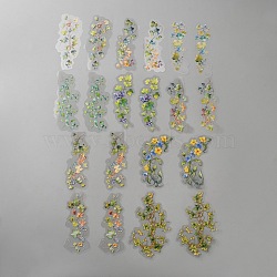 20Pcs Flower PET Decorative Stickers, for DIY Scrapbooking, Yellow, 81~97x29~50.5x0.1mm(DIY-WH20055-078C)