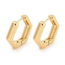 Alloy Hoop Earring, with Steel Pin, Pentagon, Light Gold, 21.5x5x24mm(EJEW-P269-13KCG)