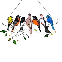 Acrylic Pendant Decorations, Window Hanging Suncatcher, 7 Birds, Bird Pattern, 105x205x5mm(HOUS-PW0001-01A)