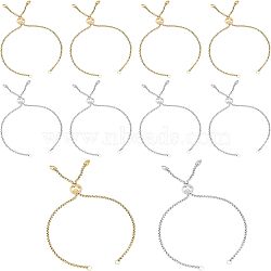 304 Stainless Steel Slider Bracelet/Bolo Bracelets Making, with Box Chains, Golden & Stainless Steel Color, 10-5/8 inch(27cm), 2colors, 5pcs/color, 10pcs/box(MAK-UN0001-02)
