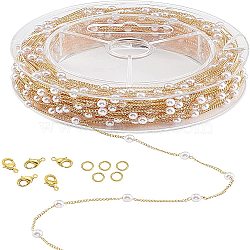 DIY Jewelry Making Kit, Including 1 Roll Handmade Brass Chains, Jump Rings, Rack Plating Lobster Claw Clasps, Golden, Chain: 2x1.2x0.4mm, 39.37 Feet(12m)/roll(DIY-CA0002-93)