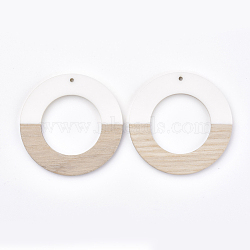 Resin & Wood Pendants, Ring, White, 49x4mm, Hole: 1.8mm(RESI-T023-06C)