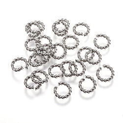 304 Stainless Steel Jump Rings, Open Jump Rings, Twisted, Stainless Steel Color, 7.5x1.5mm, Inner Diameter: 5mm(X-STAS-I102-08)