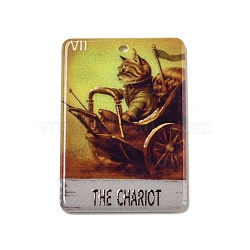 Acrylic Pendants, Rectangle with  Tarot, Car, 38.5x27x2mm, Hole: 1.8mm(OACR-E036-01Q)