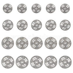 20Pcs 4 Styles Alloy Shank Buttons, Flat Round, 1-Hole, Antique Silver, 15~23x8~9.5mm, Hole: 2mm, 5pcs/style(BUTT-DR0001-05AS)