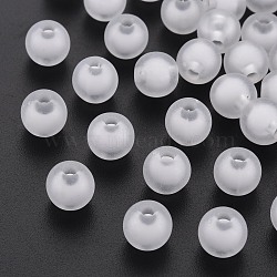Frosted Acrylic Beads, Bead in Bead, Round, White, 16mm, Hole: 3mm(X-FACR-Q006-16mm-01)