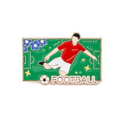 Zinc Alloy Brooches, Cartoon Play Football Badminton Sports Series, Football, 22.5x34.5mm(JEWB-D301-01G-05)