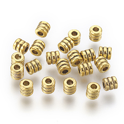 Tibetan Style Alloy Bead Spacers, Antique Golden Color, Lead Free & Cadmium Free, Column, Size: about 4mm in diameter, 4mm long, hole: 2mm(X-GLF0334Y)