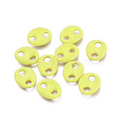 Brass Links Connectors, with Enamel, Long-Lasting Plated, Cadmium Free & Lead Free & Nickel Free, Coffee Bean/Oval, Golden, Yellow, 12x10x2.5mm, Hole: 3mm(KK-I673-26G)