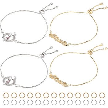 12Pcs 4 Style Half Finished 304 Stainless Steel Cable Chain Bracelets, with Lobster Claw Clasps, Chain Extender & Jump Rings, for Connector Bracelets Making, Golden & Stainless Steel Color, 7-1/8 inch(18cm)~7-1/4 inch(18.5cm), 3pcs/style