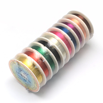 Round Copper Jewelry Wire, Mixed Color, 20 Gauge, 0.8mm, about 9.84 Feet(3m)/roll, 10 rolls/group