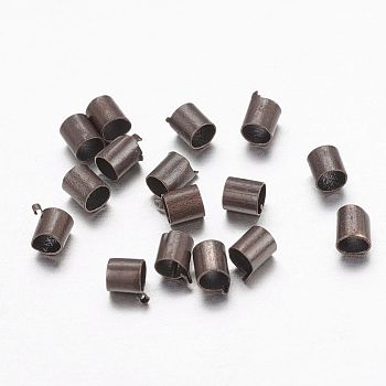 Brass Crimp Beads, Tube, Nickel Free, Red Copper, 2x2x0.15mm, Hole: 1.5mm