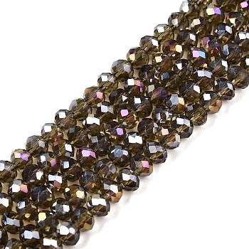 Electroplate Glass Beads Strands, AB Color Plated, Faceted, Rondelle, Gray, 4x3mm, Hole: 0.4mm, about 113~115pcs/strand, 16.14~16.34 inch(41~41.5cm)