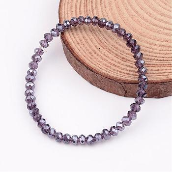 Glass Beaded Stretch Bracelets, Purple, 46mm