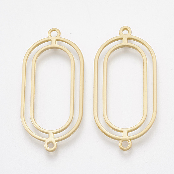 16Pcs Alloy Connector Charms, Oval Links, Matte Gold Color, Matte Gold Color, 35x16.5~17x1.5mm, Hole: 1.6mm, 16pcs