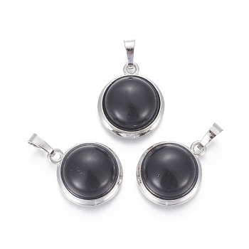 Natural Agate Pendants, with Brass Findings, Half Round, Platinum, 23~24x19~20x8~10mm, Hole: 8x5mm