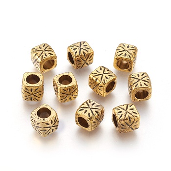 Tibetan Style Spacer Beads, Antique Golden Color, Lead Free & Cadmium Free, Barrel, 9x9x9mm, Hole: 5.5mm