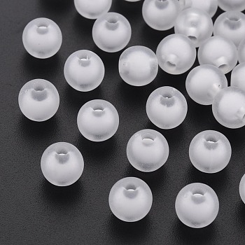 Frosted Acrylic Beads, Bead in Bead, Round, White, 16mm, Hole: 3mm