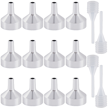 Aluminum Funnels, Hoppers with Plastic Spring Trasfer Pipettes, Platinum, 21x18mm, Hole: 2.5mm