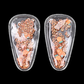 Plastic with Resin and Polymer Clay Accessories, DIY for Bobby pin Accessories, Oval, Orange, 55x29x5mm