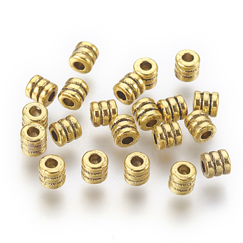 Tibetan Style Alloy Bead Spacers, Antique Golden Color, Lead Free & Cadmium Free, Column, Size: about 4mm in diameter, 4mm long, hole: 2mm