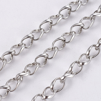 304 Stainless Steel Curb Chains, with Spool, Unwelded, Stainless Steel Color, 5x4x1mm, about 32.8 Feet(10m)/roll
