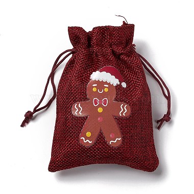 6Pcs 6 Styles Christmas Theme Rectangle Jute Bags(ABAG-E007-01)-5