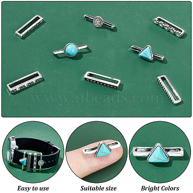 Elite 8Pcs 8 Style Half Round & Triangle Synthetic Turquoise Watch Band Charms Set(MOBA-PH0001-12)-4