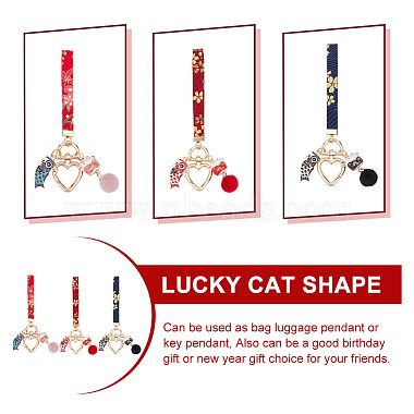 3Pcs 3 Colors Creative Cute Koi Fish Lucky Cat Ornament Alloy Enamel Keychain(AJEW-NB0005-47)-3