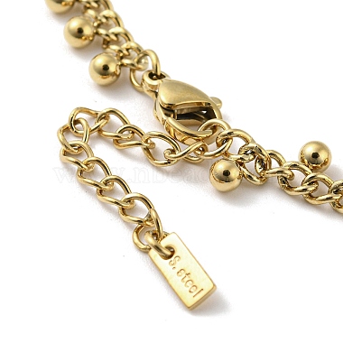 304 Stainless Steel Round Ball Charms Link Chain Bracelets(BJEW-G686-05G)-3