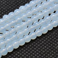 Round Opal Beads Strands, Grade AA, White, 4mm, Hole: 1mm, about 95~98pcs/strand, 15 inch(GLAA-F033-4mm-01)