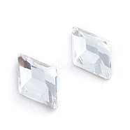Glass Rhinestone Cabochons, Flat Back & Back Plated, Faceted, Rhombus, Crystal, 8x4.8x2mm(RGLA-L025-E03-001)