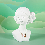 Girl Bust Resin Necklace Display Stands, Jewelry Holders for Single Necklace Storage, Photo Props, White, 8.55x9x14.5cm(ODIS-A012-05B)
