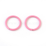 Iron Open Jump Rings, Hot Pink, 18 Gauge, 10x1mm, Inner Diameter: 8mm(X-IFIN-F149-B11)