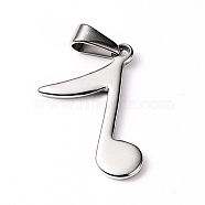 304 Stainless Steel Pendants, Musical Note, Stainless Steel Color, 25x16x2mm, Hole: 8x3mm(STAS-I127-048P)