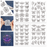 4 Sheets 11.6x8.2 Inch Stick and Stitch Embroidery Patterns, Non-woven Fabrics Water Soluble Embroidery Stabilizers, Butterfly, 297x210mmm(DIY-WH0455-022)