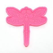 DIY Pendant Silicone Molds, Resin Casting Pendant Molds, For UV Resin, Epoxy Resin Jewelry Making, Dragonfly, Pink, 105x105x6.5mm, Hole: 3mm(DIY-TAC0012-33)