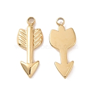 304 Stainless Steel Pendants, Arrow, Real 18K Gold Plated, 13.5x5.5x1mm, Hole: 1.2mm(STAS-J400-17G)
