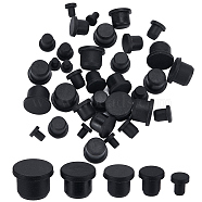 40Pcs 5 Style Silicone Hole Plugs, Snap in Hole Plugs, Post Pipe Insert End Caps, for Furniture Fencing, Round, Black, 8~17x7~12mm, 8pcs/style(AJEW-GF0008-05A)