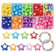 300Pcs 10 Colors Star Acrylic Beads, Bead in Bead, Mixed Color, 8.5x9x4mm, Hole: 1.8mm, 30pcs/color(TACR-YW0001-93)