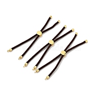 Half Finished Twisted Milan Rope Slider Bracelets, with Rack Plating Brass Cord Ends & Open Loop, Cadmium Free & Lead Free, for Connector Charm Bracelet Making, Golden, Sienna, 222~230x3mm(FIND-G032-01G-10)