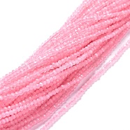 Cat Eye Beads Strands, Round, Faceted, Pink, 2mm, Hole: 0.2mm, 14.17 inch(36cm), 174~184pcs/strand(CE-I005-A13)