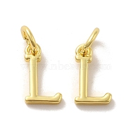 Brass Pendants, with Jump Ring, Letter L, 10x6x1.5mm, Ring: 5x1mm, inner diameter: 3mm(KK-M273-03G-L)