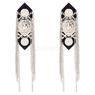 2Pcs Detachable Iron Tassel Epaulettes, Punk Style Star Shoulder Badge, with Cloth and Alloy Findings, Platinum, 215x39x10mm(FIND-FG0002-06)