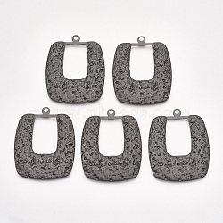 Smooth Surface Iron Pendants, Hammered, Rectangle, Matte Gunmetal, 49x39x3mm, Hole: 2.5mm(X-IFIN-T011-24MB)