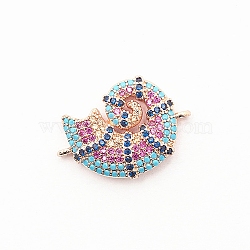 Metal Pave Colorful Cubic Zirconia Connector Charms, Conch Shell Links, Rose Gold, 22.3x15.1mm(PW23030754786)