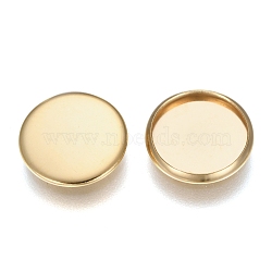 304 Stainless Steel Plain Edge Bezel Cups, Cabochon Settings, Flat Round, Golden, Tray: 12mm, 13.5x1.8mm(X-STAS-E460-10G-12MM)